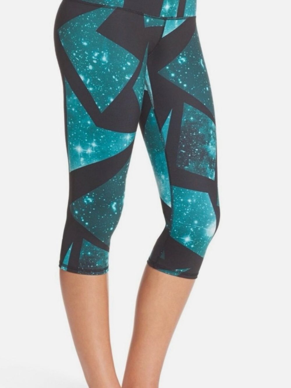 ALO Turquoise Galaxy Print Athletic Capri Leggings